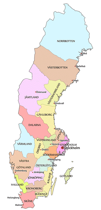 Szwecja - mapa